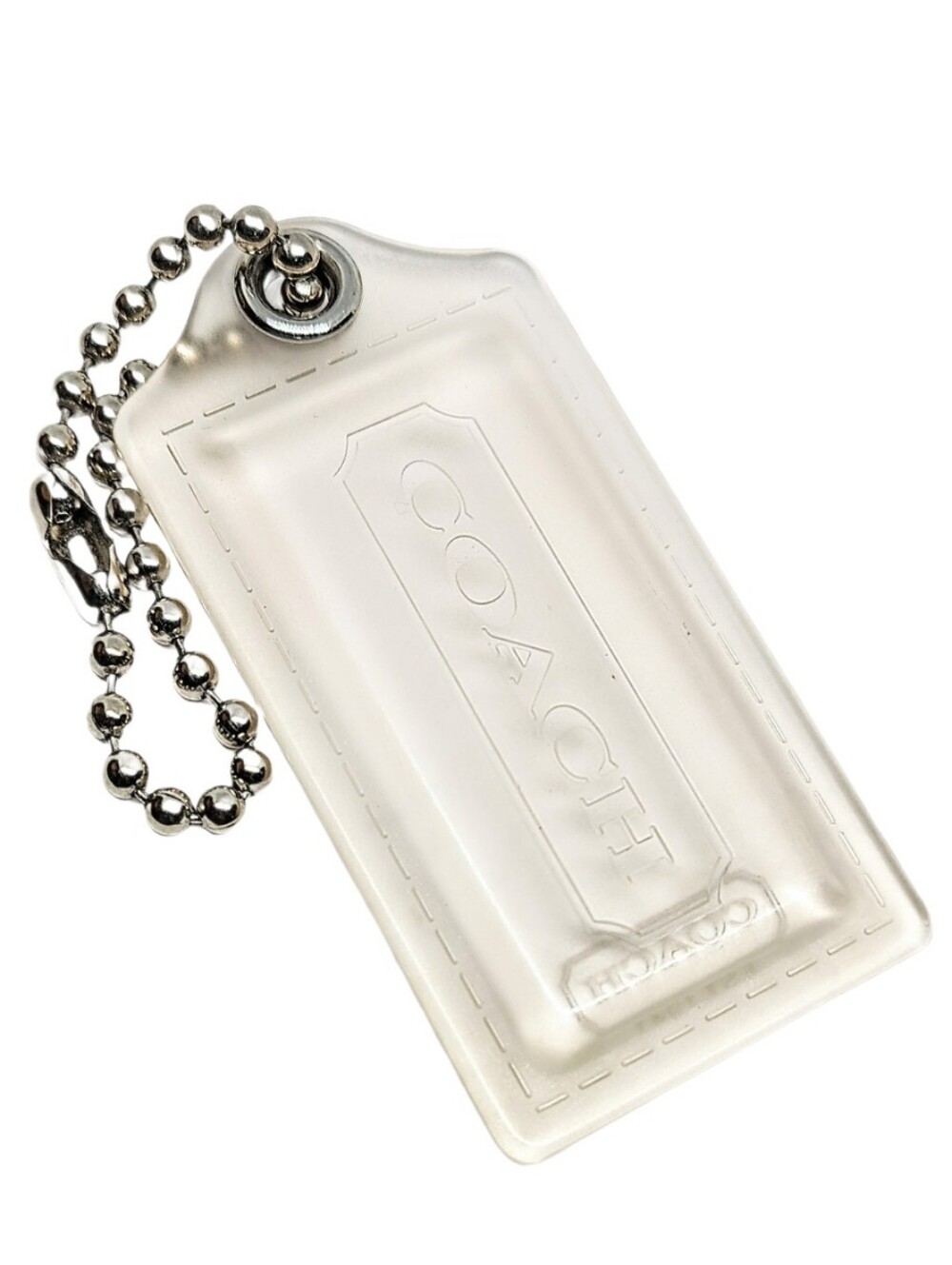🤗 2.5" Coach Clear Opaque Acrylic Hangtag Fob Purse Charm Keychain Y2K Vintage